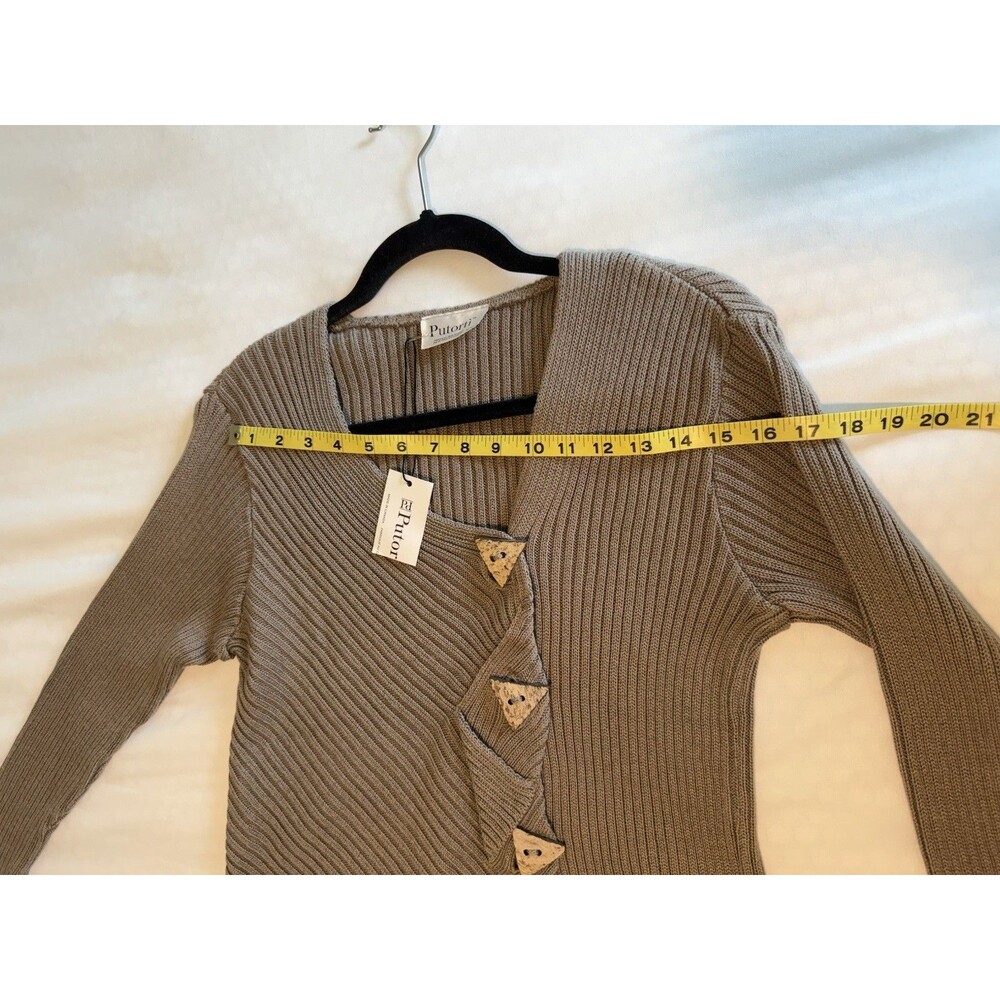 Putorti‎ Women's Artsy Sweater 3/4 Sleeve Asymmetrical Stretch Button M NEW - Picture 6 of 10